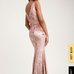 Krista mauve sleeveless velvet pink gown